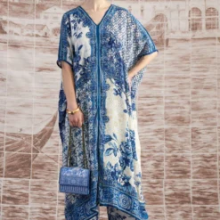 Rajdeep Ranawat Blue Majida V-neck Floral Kaftan -Deals Drapizia Store 3103rr09 3