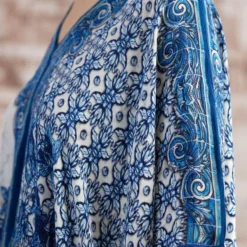 Rajdeep Ranawat Blue Majida V-neck Floral Kaftan -Deals Drapizia Store 3103rr09 4