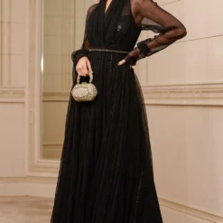 Tarun Tahiliani Black Crinkle Tulle Anarkali Set -Deals Drapizia Store 310tt18 3