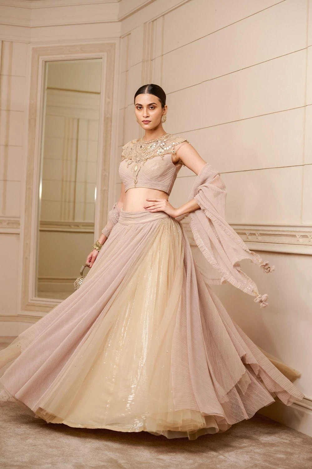 Tarun Tahiliani Gold Draped Lehenga Set 4 Tarun Tahiliani Gold Draped Lehenga Set - Image 2