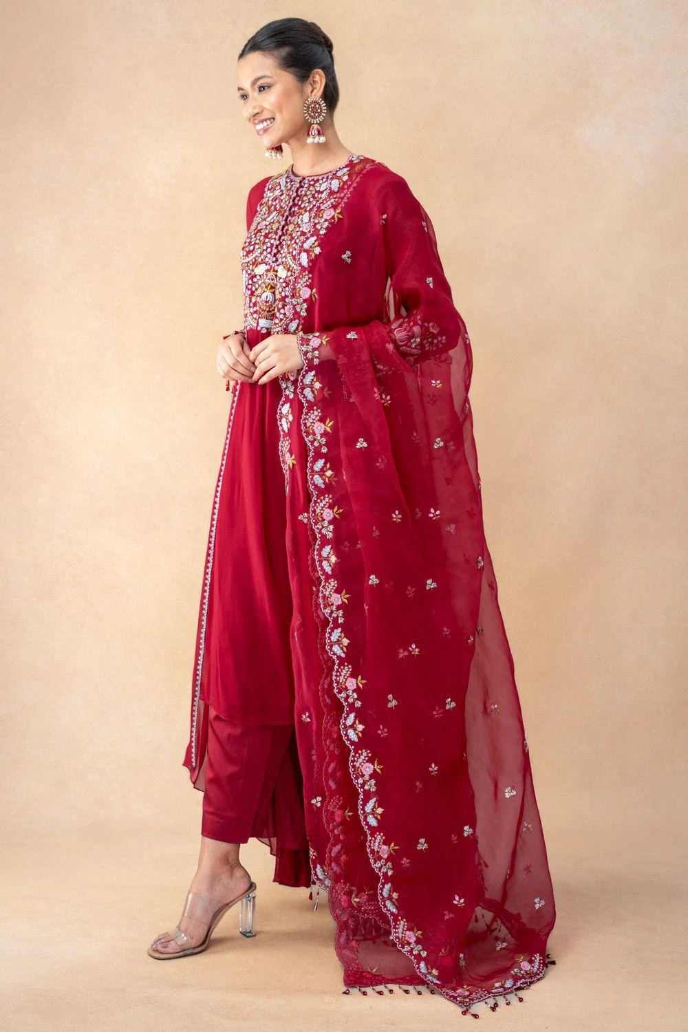 Ahilian Red Thread Embellished Kurta Set 4 Ahilian Red Thread Embellished Kurta Set - Image 2