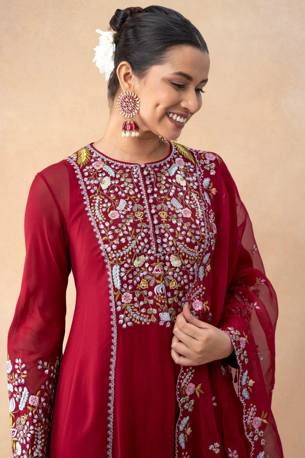 Ahilian Red Thread Embellished Kurta Set 6 Ahilian Red Thread Embellished Kurta Set - Image 4