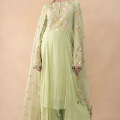 Ahilian Green Thread Embellished Kurta Set