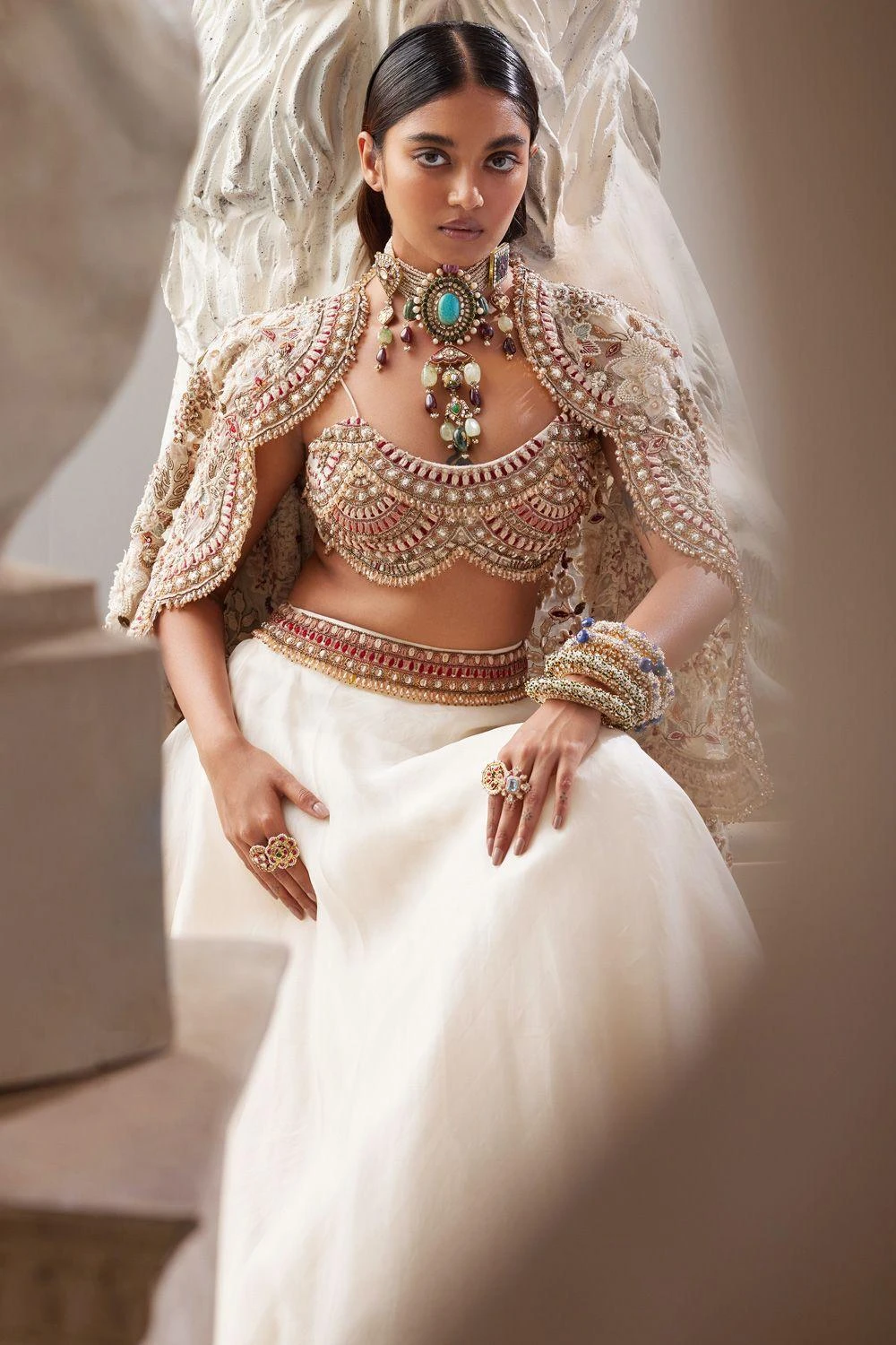 Ridhima Bhasin Meadow 3-D Floral Embellished Lehenga Set 6 Ridhima Bhasin Meadow 3-D Floral Embellished Lehenga Set - Image 4