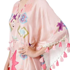 PS Pret By Payal Singhal Pink Ikat Silkmul Printed Kaftan With Tassels -Deals Drapizia Store 319ps11 3