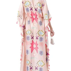 PS Pret By Payal Singhal Pink Ikat Silkmul Printed Kaftan With Tassels -Deals Drapizia Store 319ps11 4