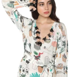 PS Pret By Payal Singhal White Morrocan Print Silkmul Kaftan -Deals Drapizia Store 319ps8 4