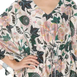 PS Pret By Payal Singhal White Silkmul Printed Kaftan With Tassels -Deals Drapizia Store 319ps9 3