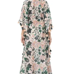 PS Pret By Payal Singhal White Silkmul Printed Kaftan With Tassels -Deals Drapizia Store 319ps9 4