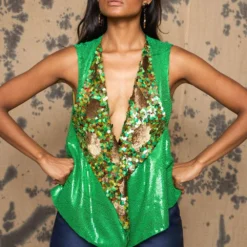 Rara Avis Green Hand Embellished Gilet