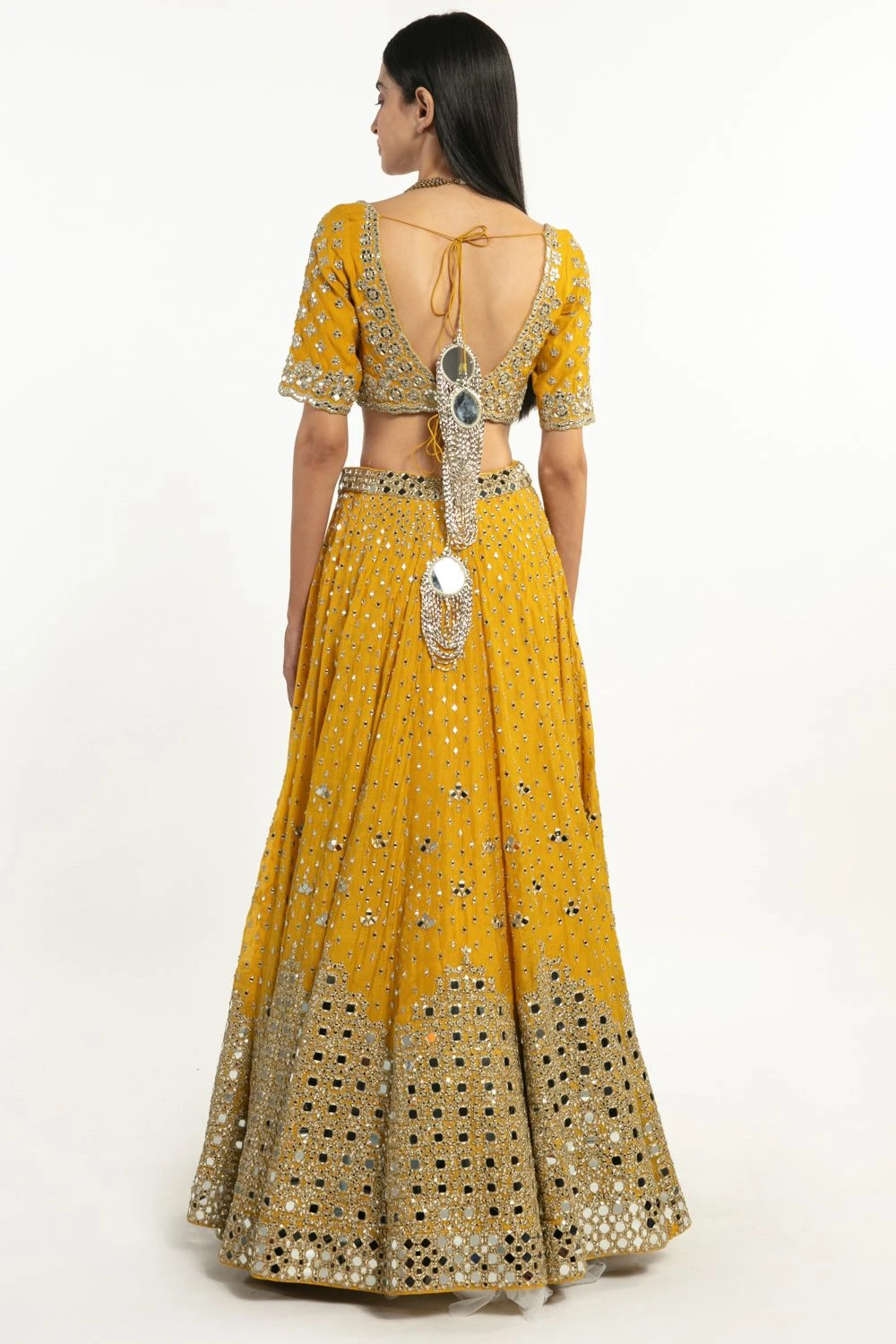 Abhinav Mishra Yellow Mirror Embellished Lehenga Set 5 Abhinav Mishra Yellow Mirror Embellished Lehenga Set - Image 3
