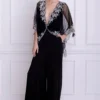 Dilnaz Black Draped Kaftan Jumsuit 1 Dilnaz Black Draped Kaftan Jumsuit -Deals Drapizia Store 39dil1 1
