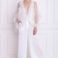 Dilnaz Ivory Draped Kaftan Jumsuit