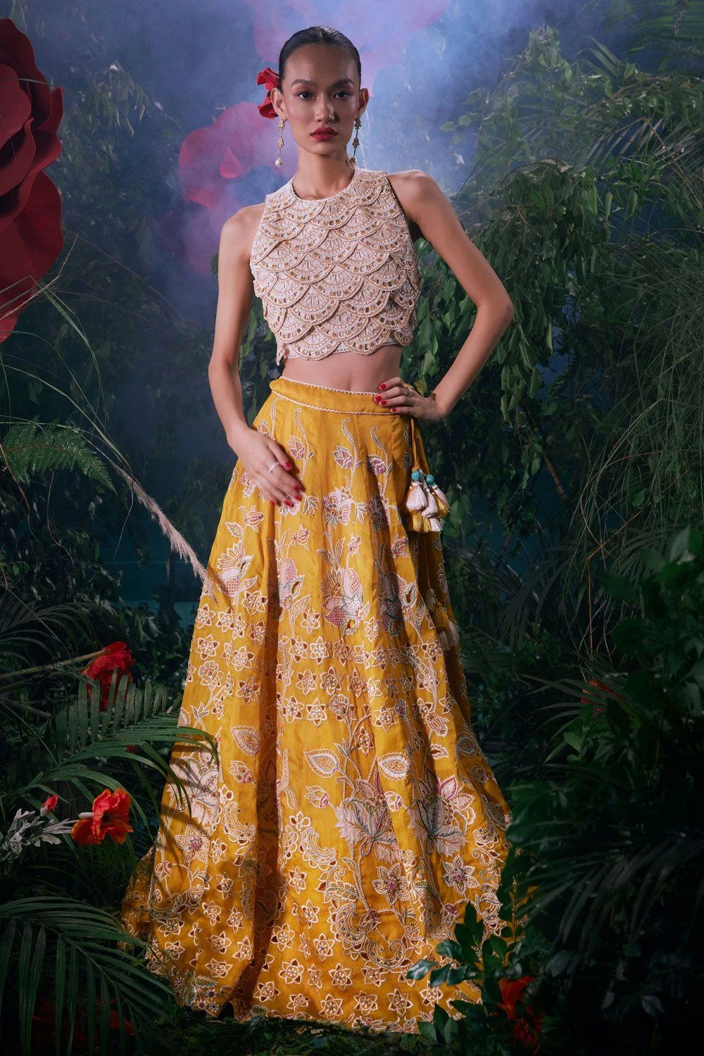 Chandrima Ivory Embroidered Scalloped Top 3 Chandrima Ivory Embroidered Scalloped Top