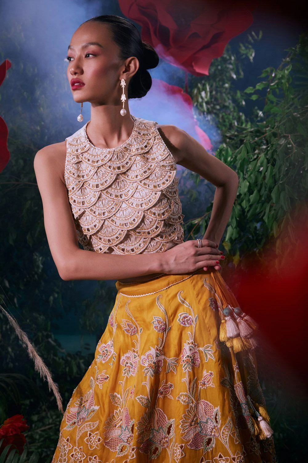 Chandrima Ivory Embroidered Scalloped Top 4 Chandrima Ivory Embroidered Scalloped Top - Image 2