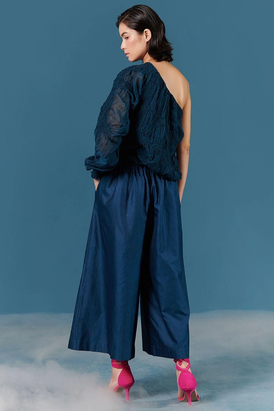 ILK Teal Blue Crinkle Off Shoulder Top 6 ILK Teal Blue Crinkle Off Shoulder Top - Image 4