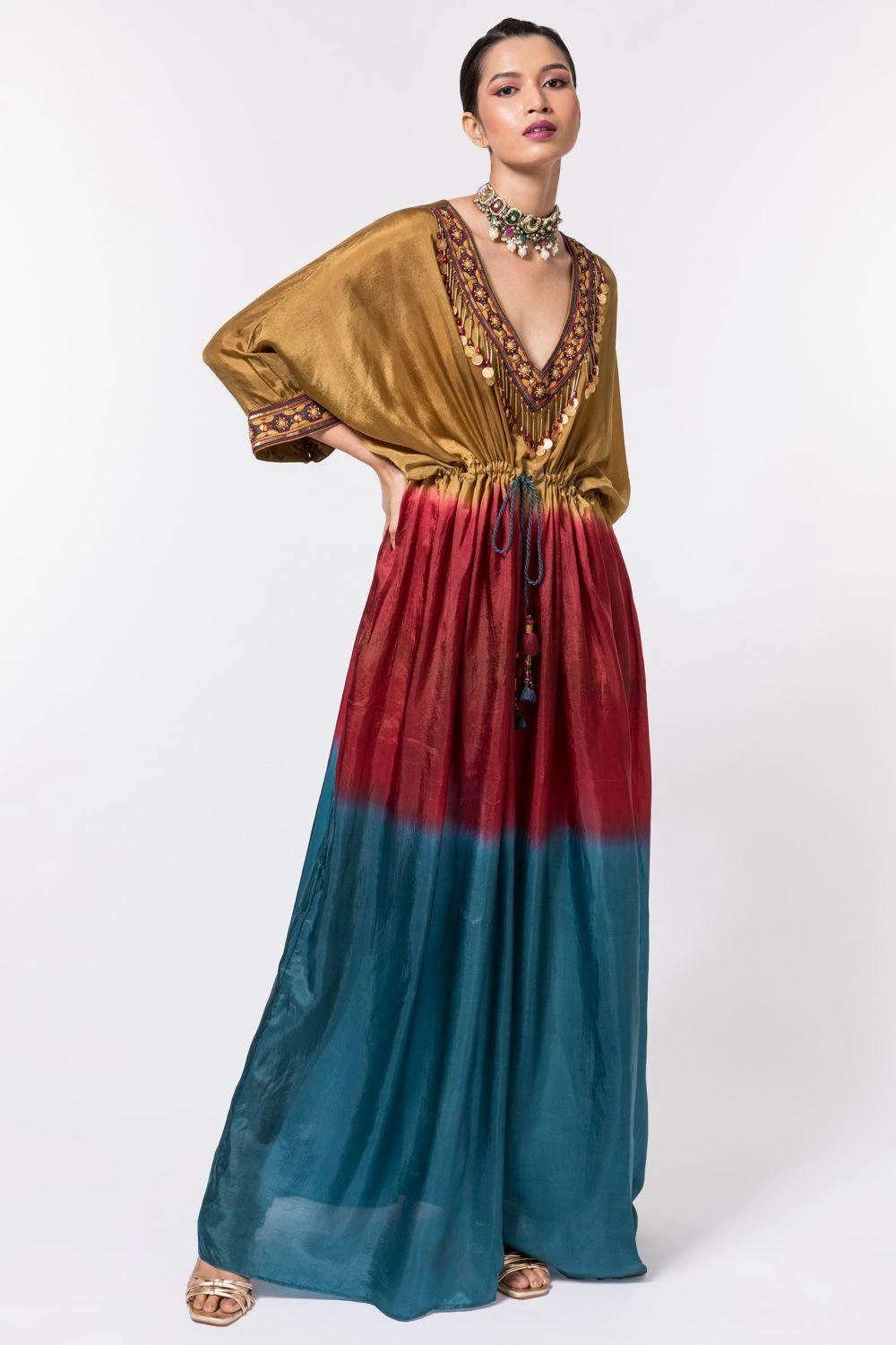 CAPISVIRLEO Ombre Dyed Habutai Silk Kaftan 3 CAPISVIRLEO Ombre Dyed Habutai Silk Kaftan