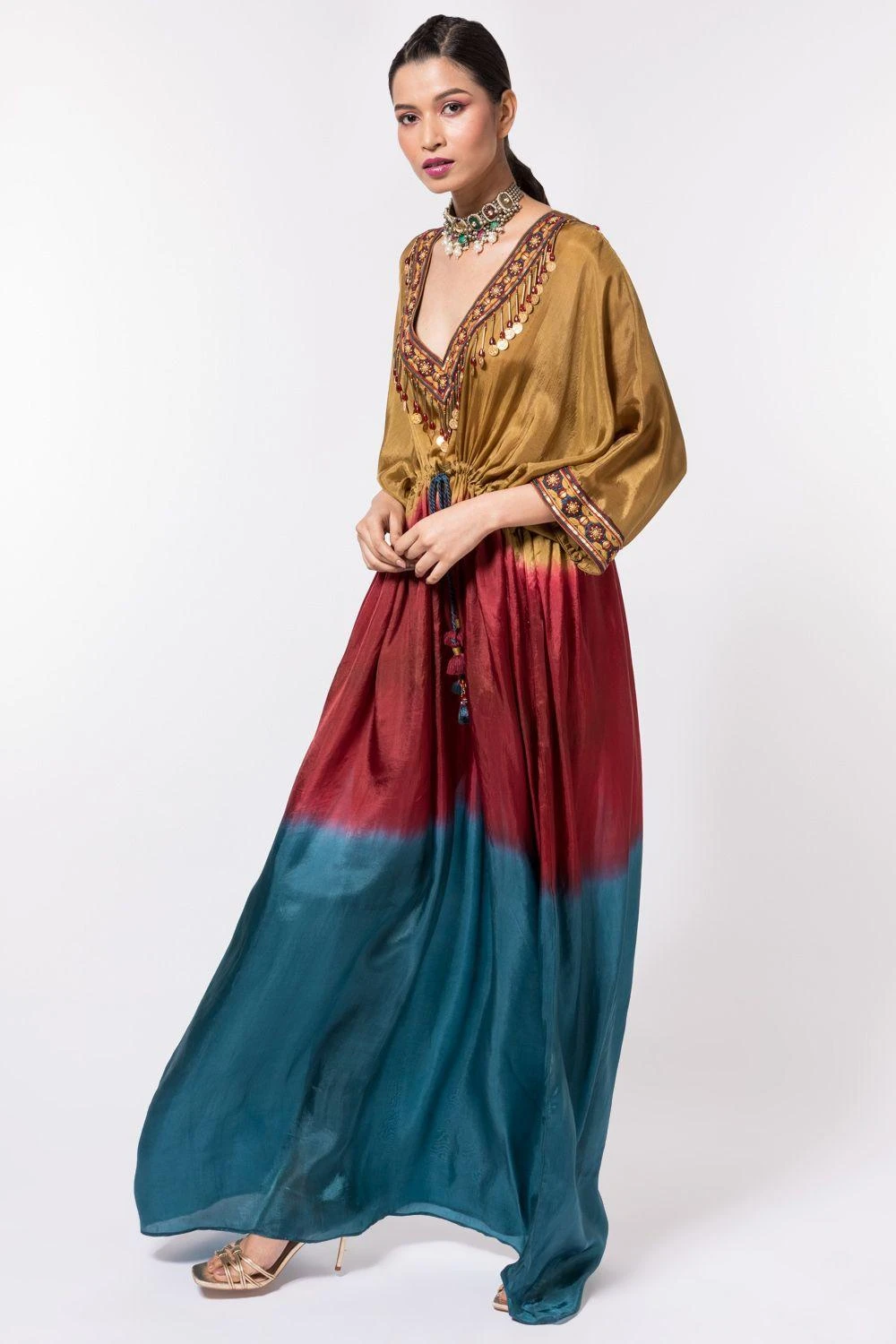 CAPISVIRLEO Ombre Dyed Habutai Silk Kaftan 4 CAPISVIRLEO Ombre Dyed Habutai Silk Kaftan - Image 2