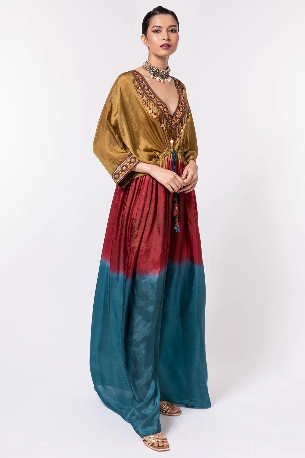 CAPISVIRLEO Ombre Dyed Habutai Silk Kaftan 5 CAPISVIRLEO Ombre Dyed Habutai Silk Kaftan - Image 3
