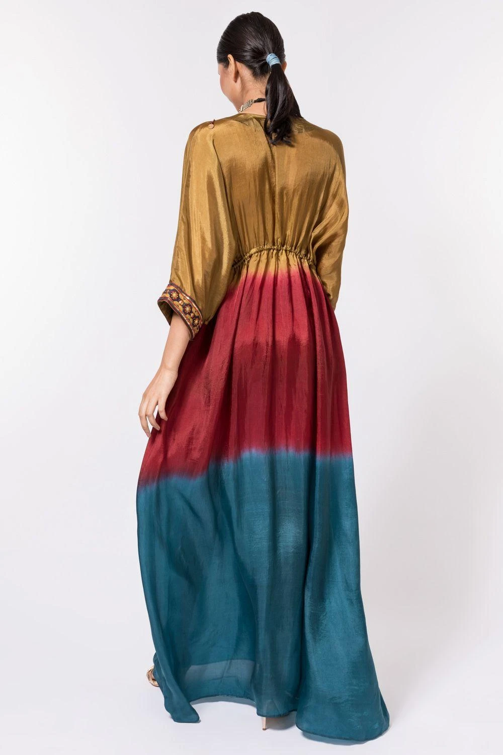 CAPISVIRLEO Ombre Dyed Habutai Silk Kaftan 7 CAPISVIRLEO Ombre Dyed Habutai Silk Kaftan - Image 5