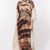CAPISVIRLEO Ivory & Brown Tie-dye Collared Kaftan
