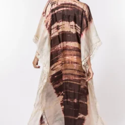CAPISVIRLEO Ivory & Brown Tie-dye Collared Kaftan 11 CAPISVIRLEO Ivory & Brown Tie-dye Collared Kaftan -Deals Drapizia Store 44cp4 5