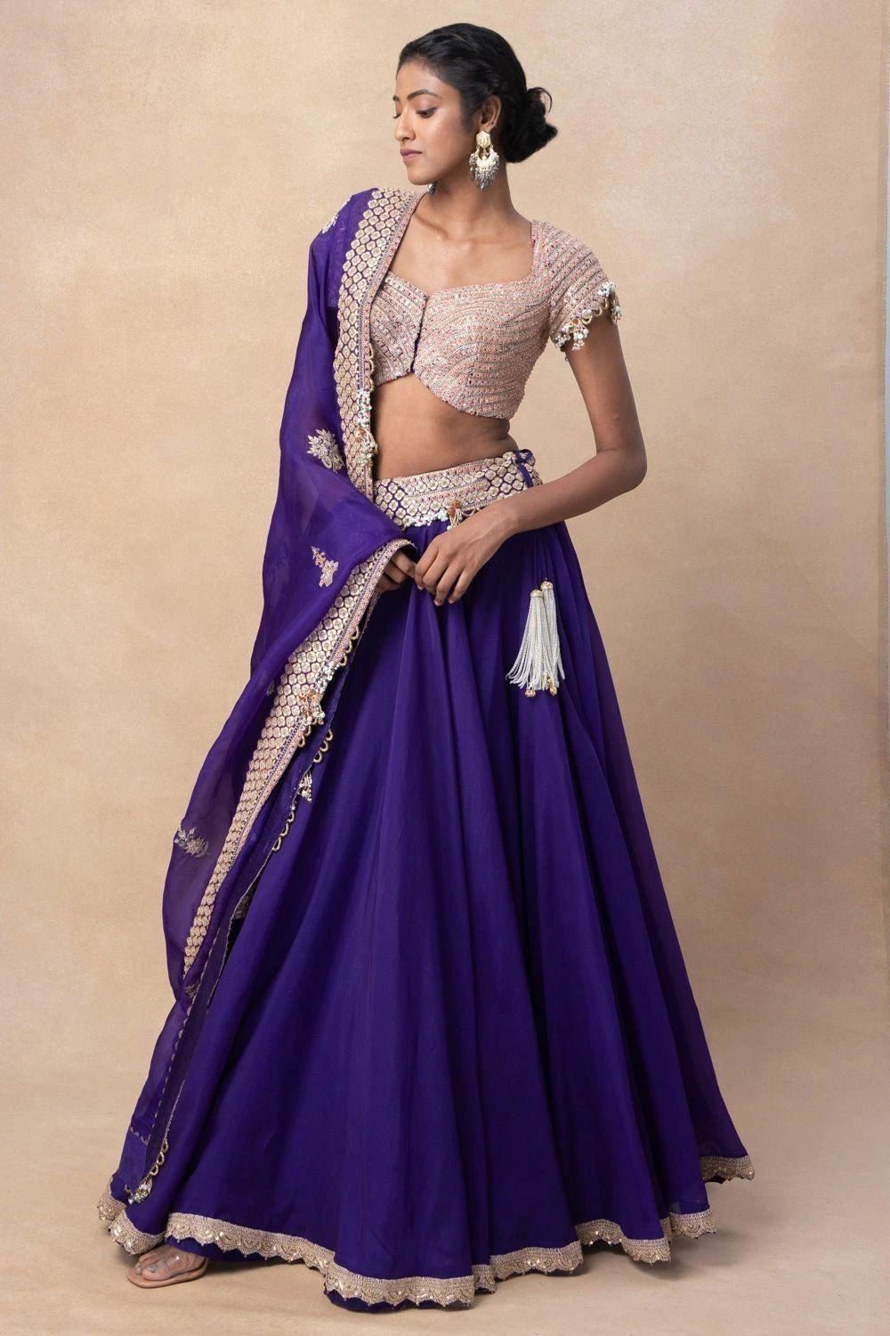 Anamika Khanna Purple Embellished Lehenga Set 5 Anamika Khanna Purple Embellished Lehenga Set - Image 3