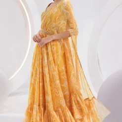 Divya Aggarwal Moana Luminous Yellow Cape-skirt Set -Deals Drapizia Store 5124pu12 2