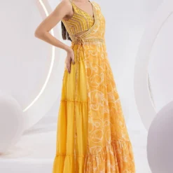 Divya Aggarwal Moana Luminous Yellow Cape-skirt Set -Deals Drapizia Store 5124pu12 3