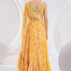 Divya Aggarwal Moana Luminous Yellow Cape-skirt Set -Deals Drapizia Store 5124pu12 5
