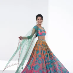 Siddhartha Bansal Eclectic Blue-yellow Floral Printed Lehenga Set -Deals Drapizia Store 5124sb8 3