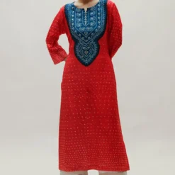 Naina Jain Red Pure Silk Bandhani Kurta