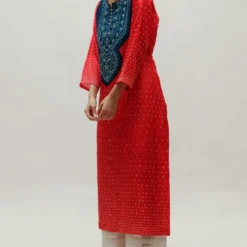 Naina Jain Red Pure Silk Bandhani Kurta -Deals Drapizia Store 512nj12 3