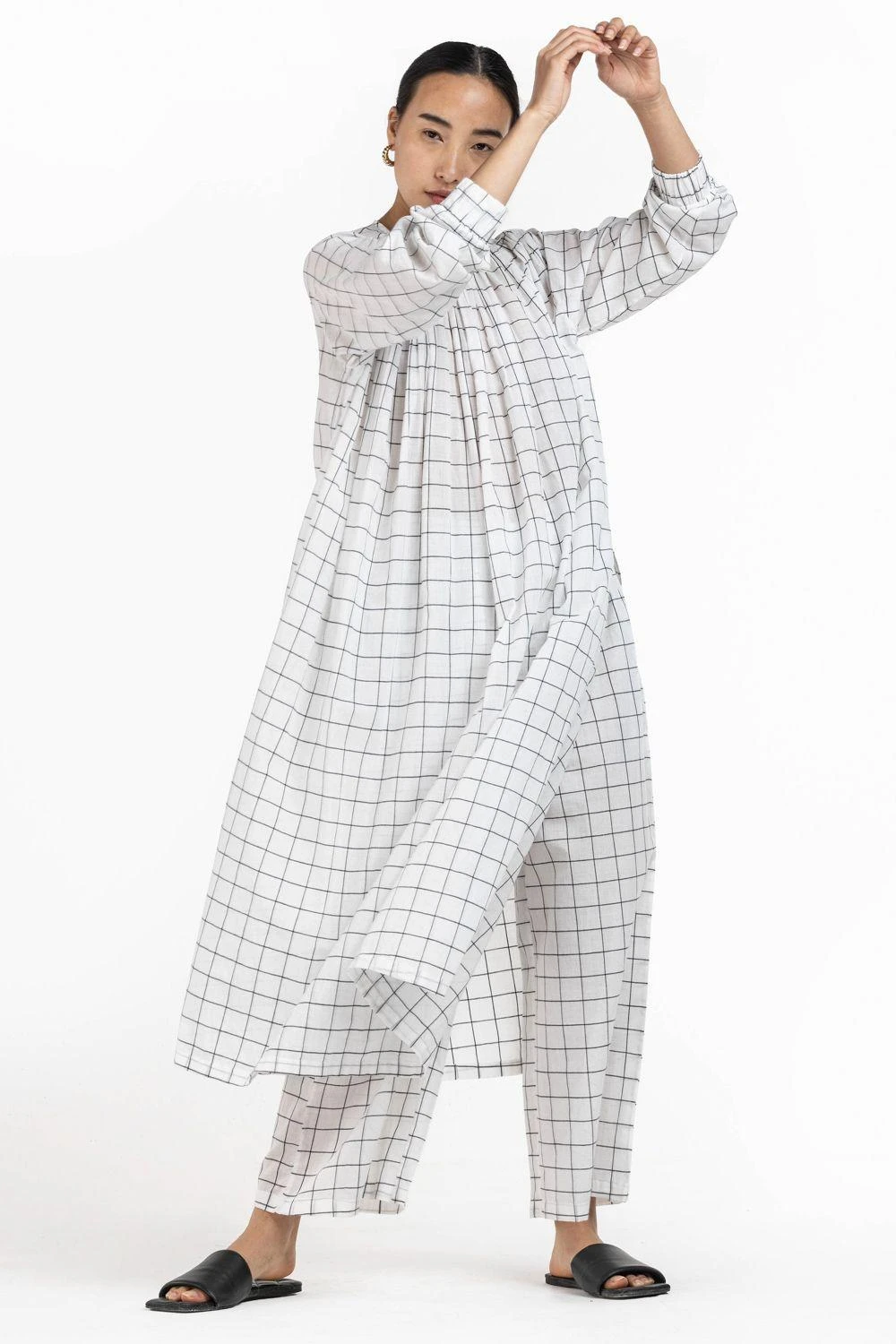 Three Front Gathered Checkered Tunic 3 Three Front Gathered Checkered Tunic