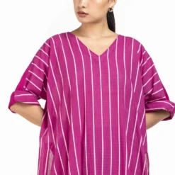 Three V-neck Hot Pink Striped Kaftan Set -Deals Drapizia Store 53thw8 4