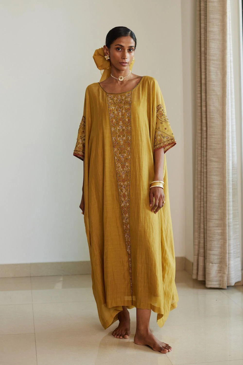 Sarang Kaur Yellow Adree Kaftan 3 Sarang Kaur Yellow Adree Kaftan