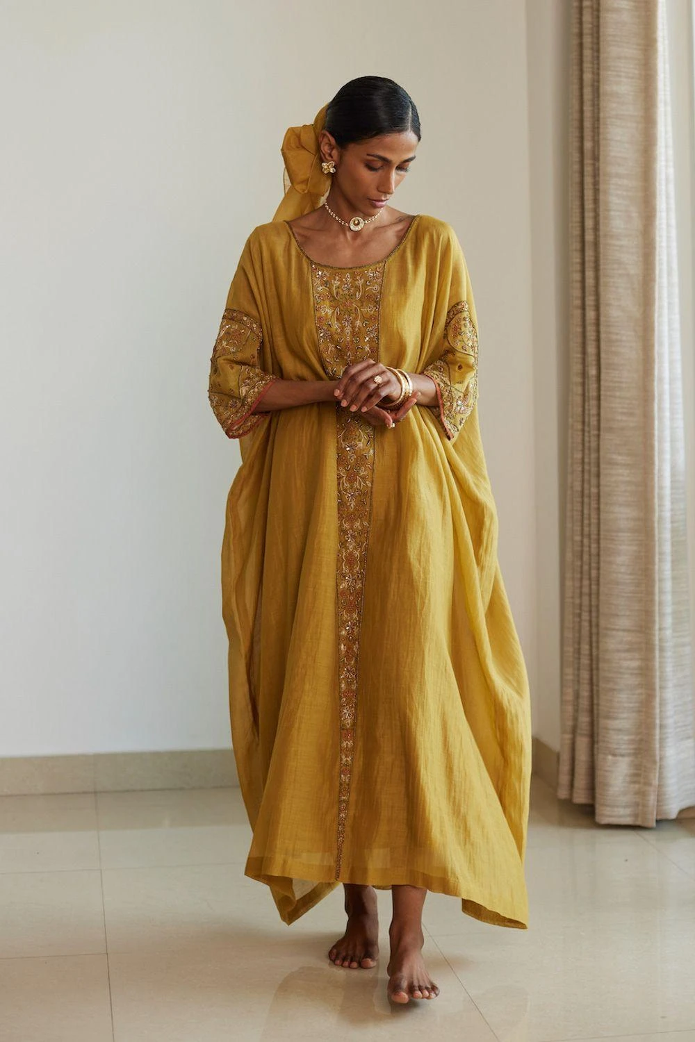 Sarang Kaur Yellow Adree Kaftan 4 Sarang Kaur Yellow Adree Kaftan - Image 2