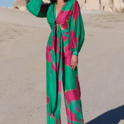 Twinkle Hanspal Green & Fuchsia Bonsai Printed Jumpsuit