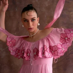 Sakshi Khetterpal Coral Chanderi Off-shoulder Jumpsuit 9 Sakshi Khetterpal Coral Chanderi Off-shoulder Jumpsuit -Deals Drapizia Store 6124sk44 3