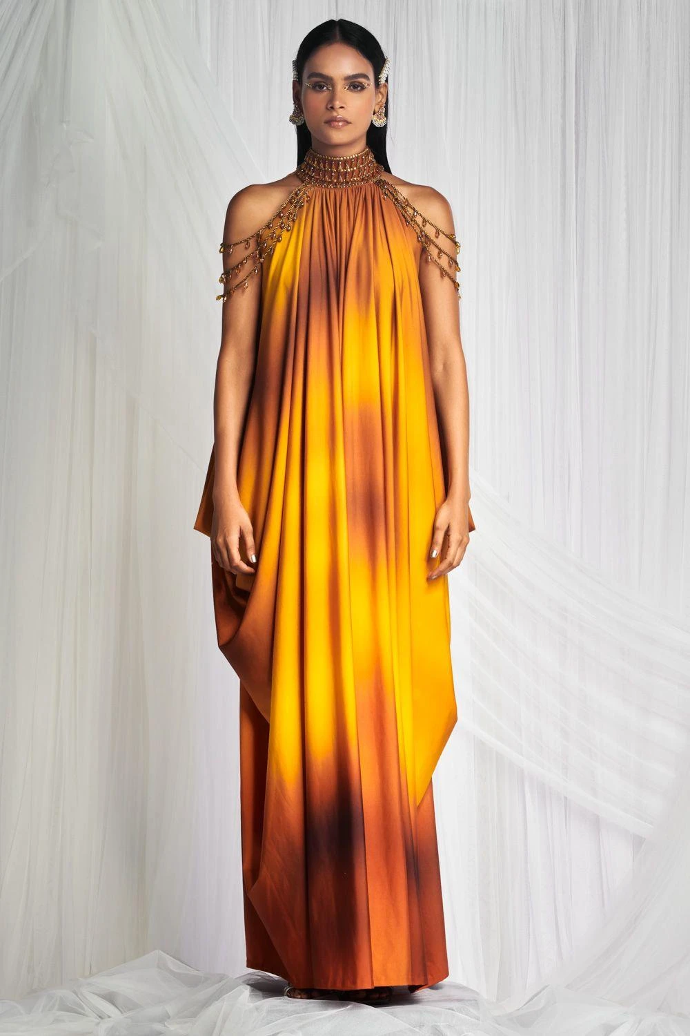 Mala And Kinnary Yellow Beaded Kaftan 3 Mala And Kinnary Yellow Beaded Kaftan