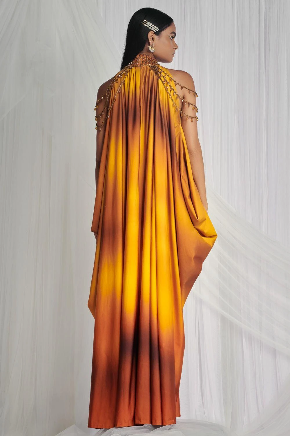 Mala And Kinnary Yellow Beaded Kaftan 4 Mala And Kinnary Yellow Beaded Kaftan - Image 2