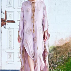 Mala And Kinnary Rose Dust Deccan Beaded Kaftan