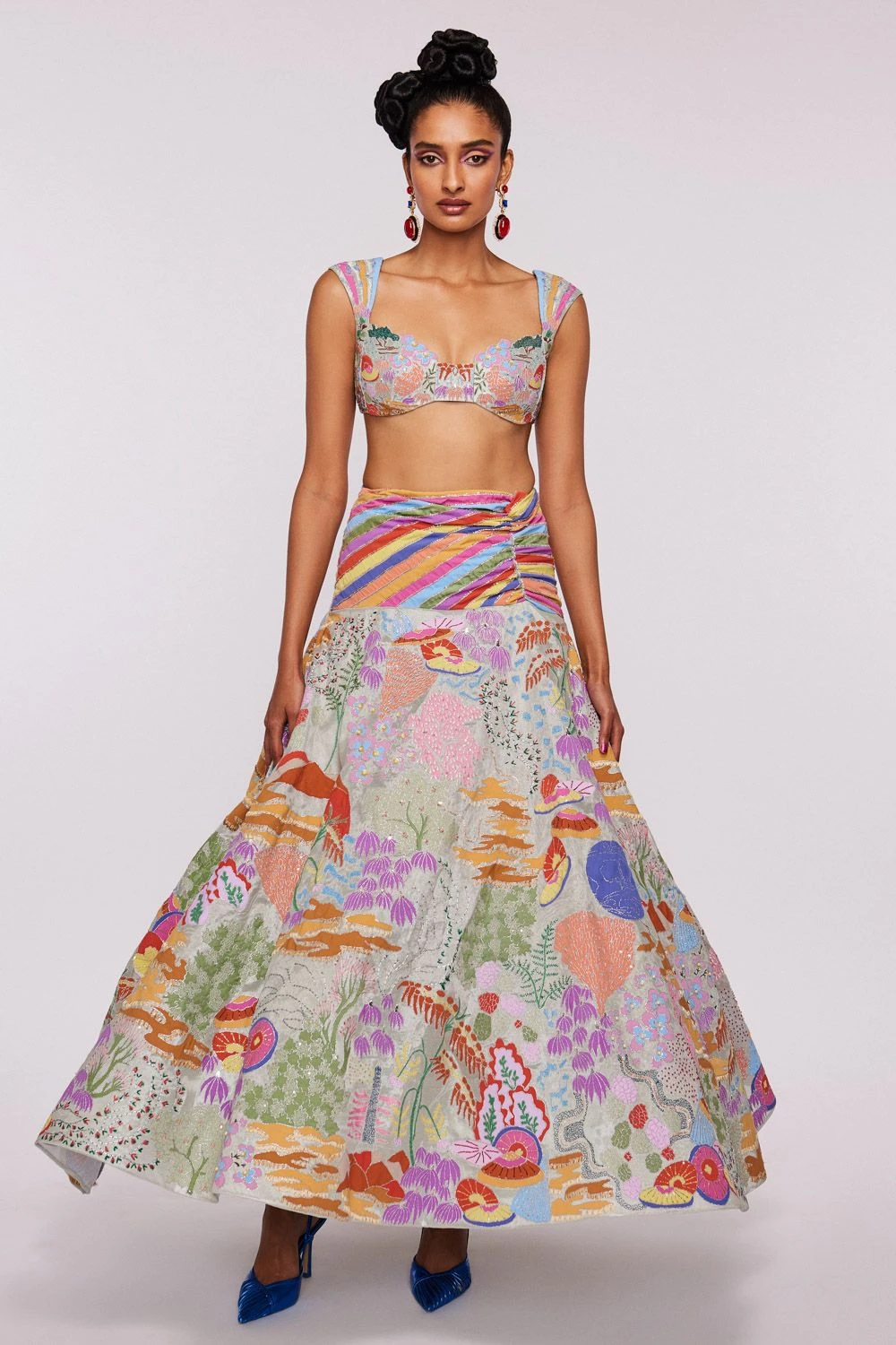 Aisha Rao Ivory Tissue Applique Lehenga Set 3 Aisha Rao Ivory Tissue Applique Lehenga Set