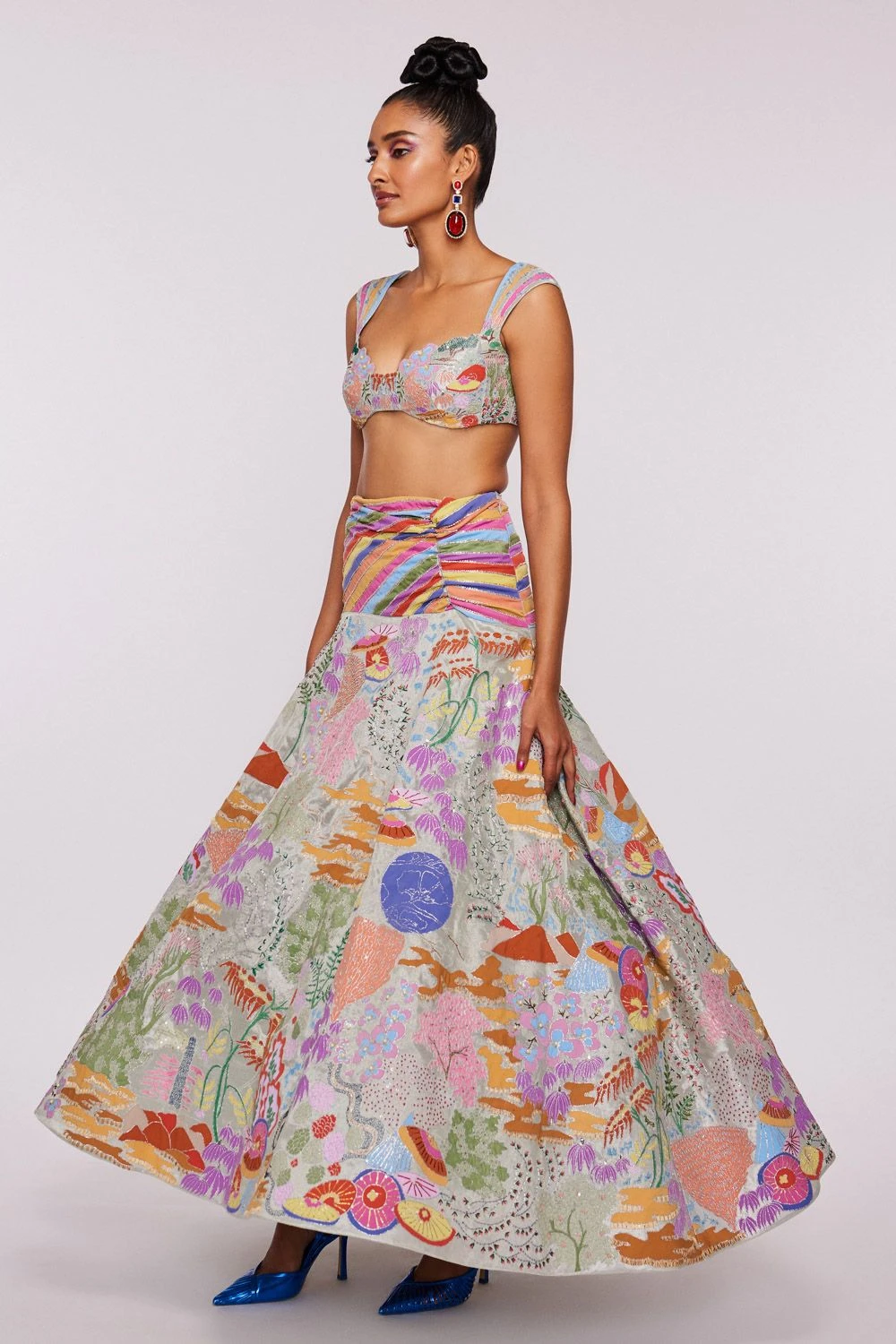 Aisha Rao Ivory Tissue Applique Lehenga Set 4 Aisha Rao Ivory Tissue Applique Lehenga Set - Image 2