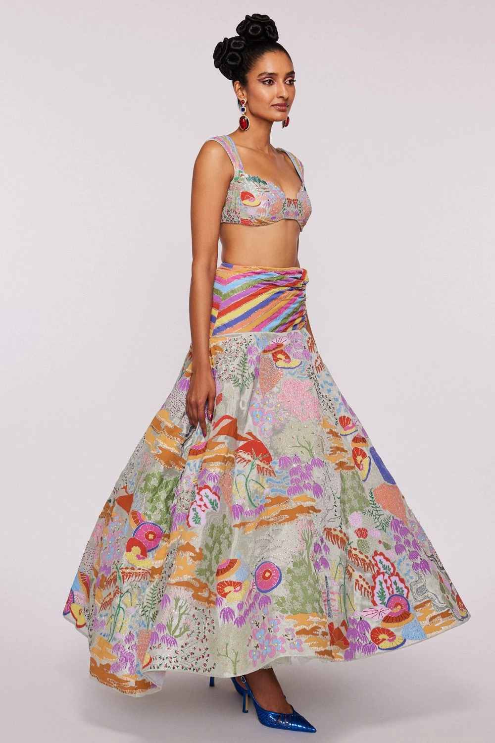 Aisha Rao Ivory Tissue Applique Lehenga Set 5 Aisha Rao Ivory Tissue Applique Lehenga Set - Image 3