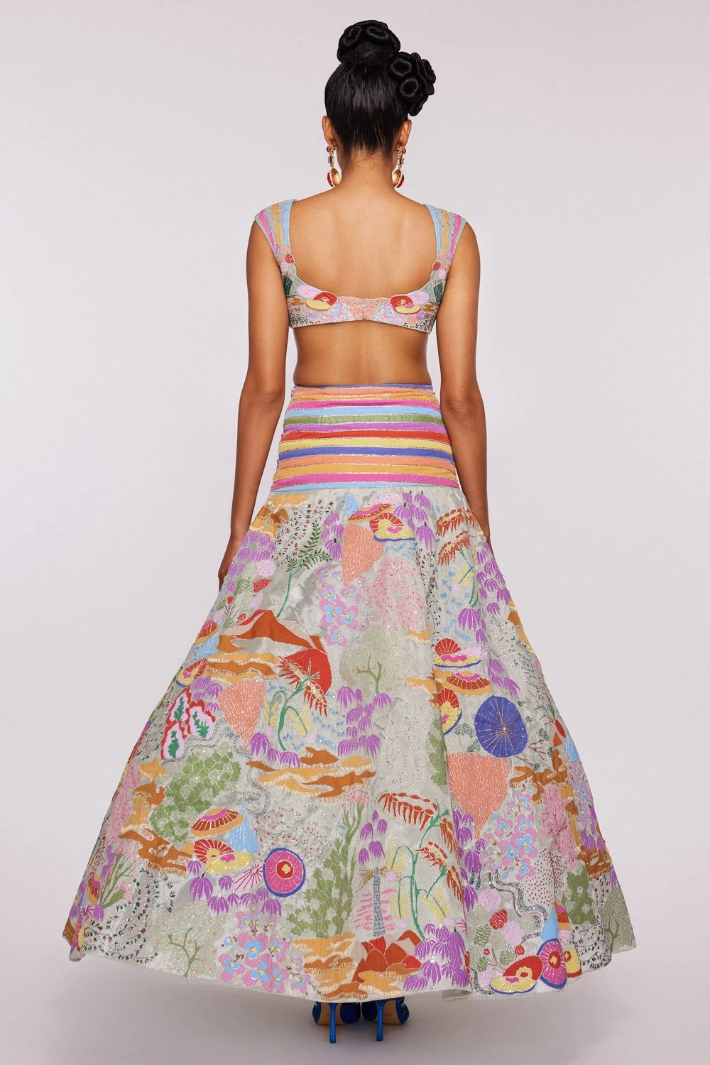 Aisha Rao Ivory Tissue Applique Lehenga Set 6 Aisha Rao Ivory Tissue Applique Lehenga Set - Image 4