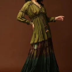 CAPISVIRLEO Olive V-neck Flare Top -Deals Drapizia Store 71cap32 3