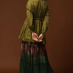 CAPISVIRLEO Olive V-neck Flare Top -Deals Drapizia Store 71cap32 5