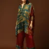 CAPISVIRLEO Emerald & Red Tie & Dye Kaftan Set