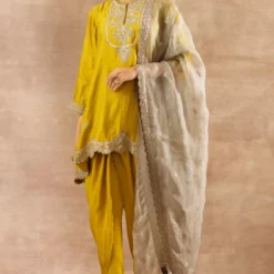 Jayanti Reddy Mustard Embroidered Kurta Set